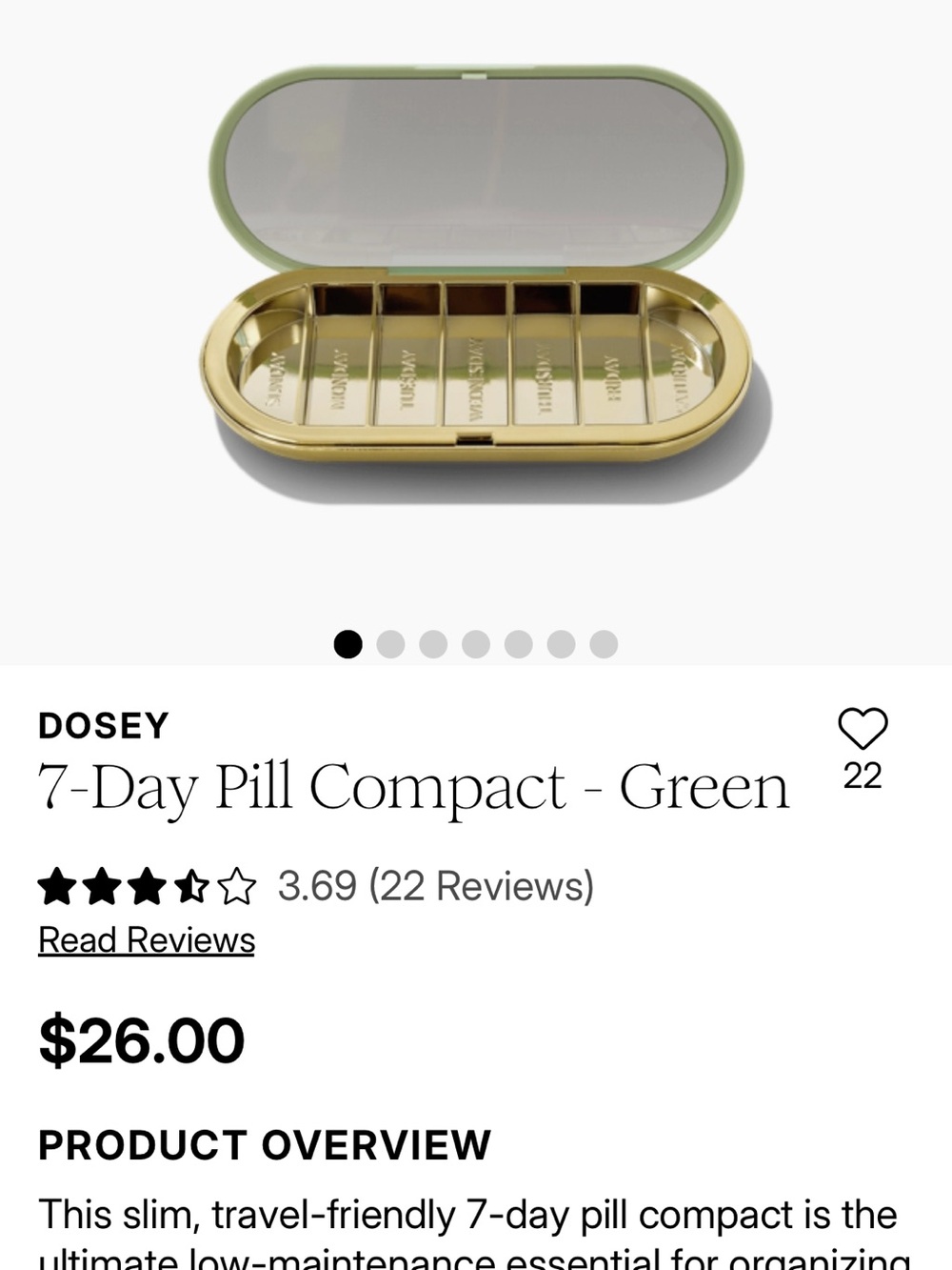 7-Day Pill Compact in Green